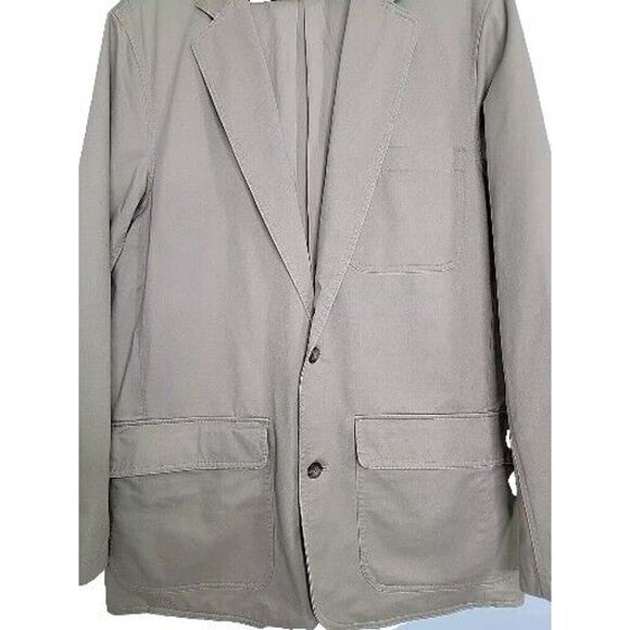 DULUTH TRADING CO Fire Hose Presentation Khaki Elbow Patch Blazer Size L Tall - Picture 3 of 11